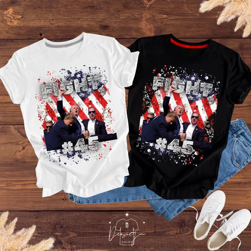 Trump Fight 2024 Shirt, Trump 2024 Election Shirt, Trump Shot Fight Shirt Hoodie, Sweatshirt | UrbanDripWear.com