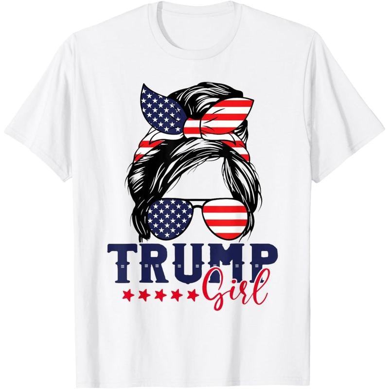 Trump Girl Messy Bun Trump 2024 Election American Flag T-Shirt made in usa Hoodie, Sweatshirt | UrbanDripWear.com