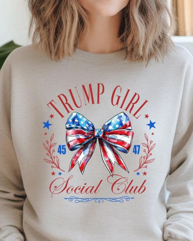 Trump Girl Social Club Heavy-weight Crew Sweatshirt PATRIOTIC T-Shirts, Hoodie | UrbanDripWear.com