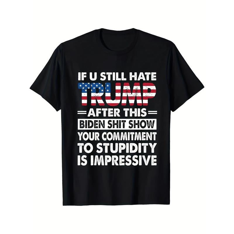 Trump Printed T-shirt Men's Casual Round Neck T-shirt Trump Voting Shirt 2024 T-Shirt Creative Voting Shirt Make America...