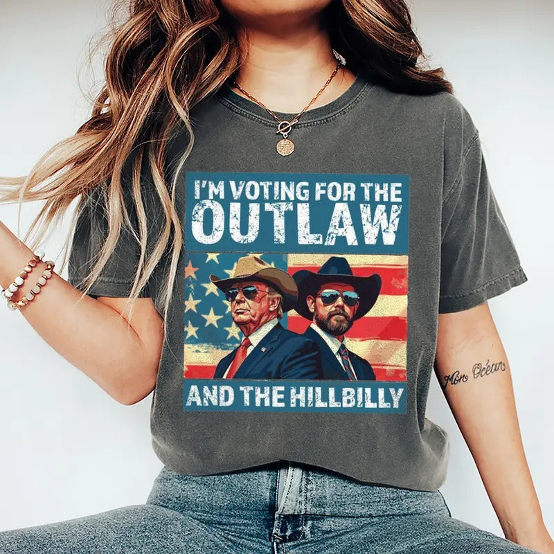 Trump Shirt, I'm Voting For The Outlaw And The Hillbilly 2024 Shirt, Trump Vance 2024 Shirt, Gifts for Trump Supporter,...
