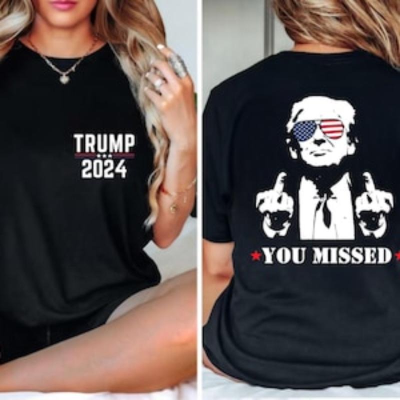 Trump Shirt, You Missed Trump Shirt, Assassination Attempt Trump T-Shirt, Middle Fingers Trump Tee, Presidential...