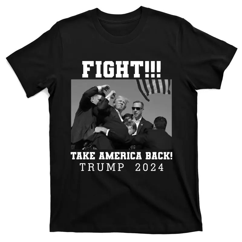 Trump Shot Fight For America Take America Back Trump 2024 T-Shirt Hoodie, Sweatshirt | UrbanDripWear.com