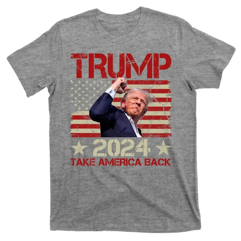 Trump Take America Back Fist Pump Shot Rally 2024 T-Shirt Hoodie, Sweatshirt | UrbanDripWear.com