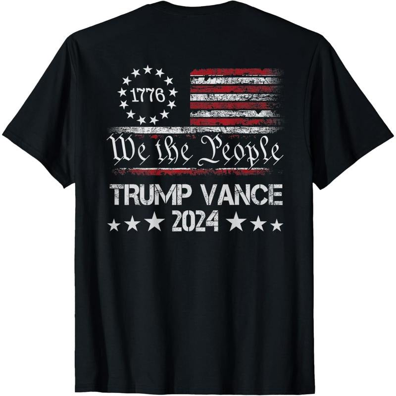 Trump Vance 2024 Retro Stripe Trump JD Vance (On Back) T-Shirt made in usa Hoodie, Sweatshirt | UrbanDripWear.com