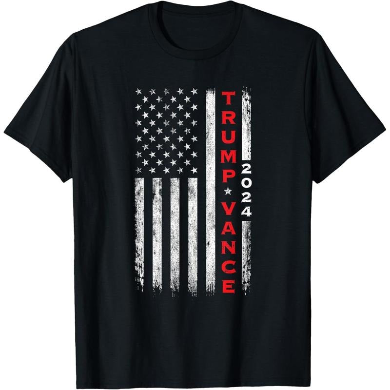 Trump Vance 2024 Vintage Subdued Vertical Flag T-Shirt made in usa Hoodie, Sweatshirt | UrbanDripWear.com