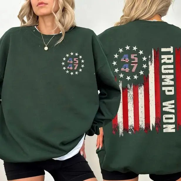 Trump Won Shirt, After Election T-Shirt, 2024 Make America Great Again Sweatshirt for Men