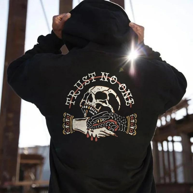Trust No One Skull Printed Men's Hoodie - Unisex T-Shirt, Cozy Sweater & Comfortable Hoodie for Every Season Sweatshirt