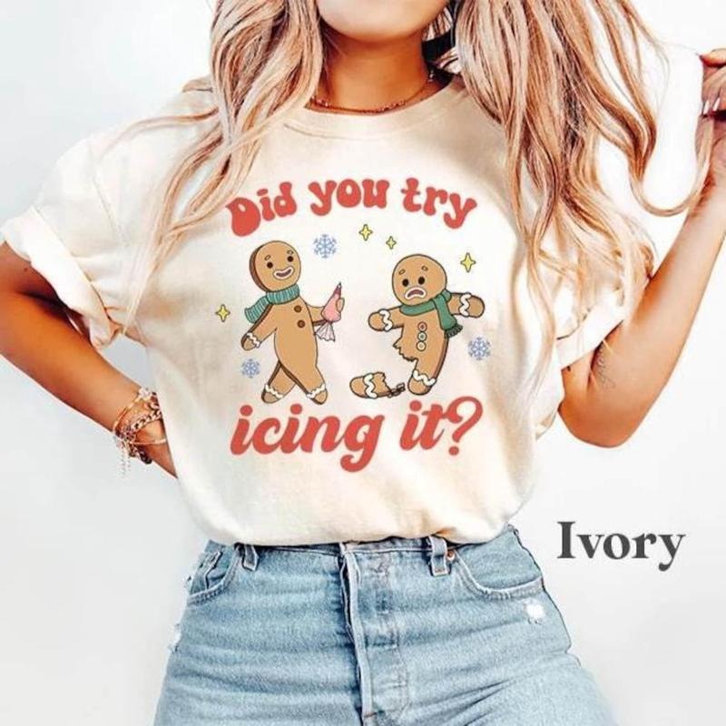 Try Icing It Funny Christmas Shirt, Gingerbread Humor Tee, PT Physical Therapist Athletic Trainer Xmas Tshirt, Christmas...