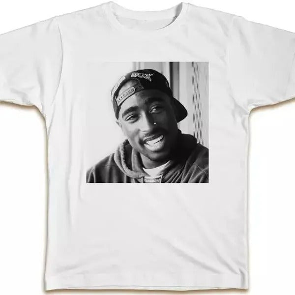 Tup@c Smiling T-Shirt, Cool Designer Retro 2pac Hip Hop Present Mens Birthday Tshirt Hoodie, Sweatshirt | UrbanDripWear.com