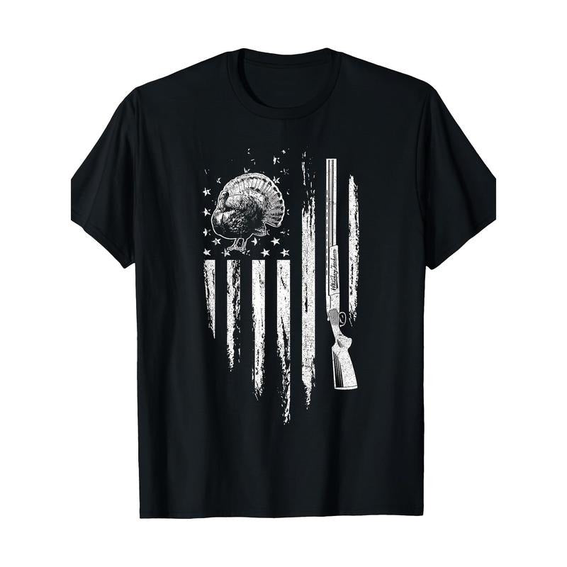 Turkey Hunting American Flag Thunder Chicken Gift Hunter T-shirt - 220g made in usa Hoodie, Sweatshirt | UrbanDripWear.com