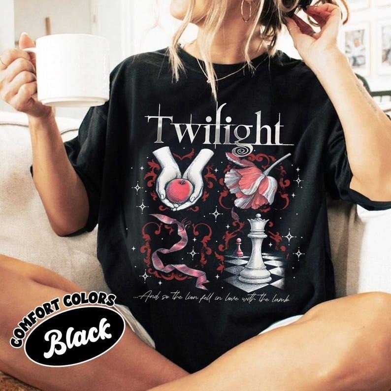 Twilight Inspired Shirt Comfort Colors, Book Cover Aesthetic TShirt, Twilight Saga Fan Gift, Vampires Wolves Romance...