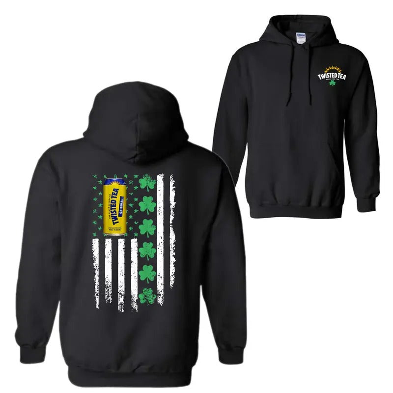 Twisted Tea Flag With Shamrocks For St. Patrick's Day T-Shirt Sweatshirt Hoodie, Unisex Shirt | UrbanDripWear.com