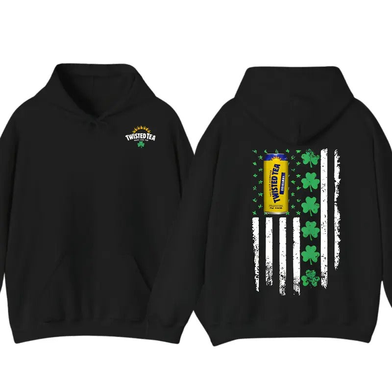 Twisted Tea Flag With Shamrocks For St. Patrick's Day Hoodie T-Shirt , Unisex Shirt Sweatshirt | UrbanDripWear.com