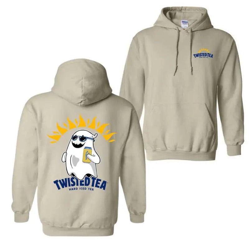 Twisted Tea Ghost Halloween Double Sided Hoodie And Crewneck Sweatshirt, Twisted Tea Hoodie For Men And Women, Halloween...