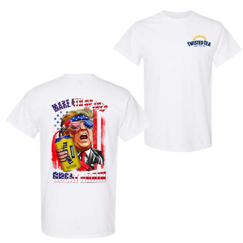 Twisted Tea Make 4th of July Great Again 2 Sided T-Shirt, Patriotic Beer Graphic Tee, Trendy Casual Wear, Perfect Gift...
