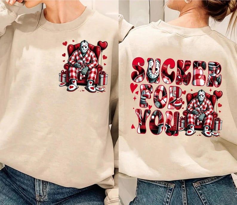 Two-Sides Horror Characters Valentine Bundle Shirt, Sucker For You Shirt, Valentine Horror Shirt, Horror Characters...