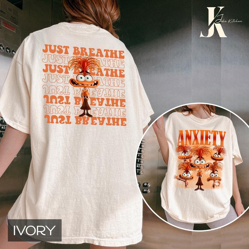 Two-sided Anxiety Inside Out Emotion T-shirt, Just Breathe Shirt, Inside Out 2 Comfort Colors Shirt, Today I feel T-shirt...