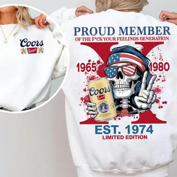 Two-sided Custom Gen X With Beer T-shirt, Cr Beers Proud Member Of The Fck Your Feelings 1965