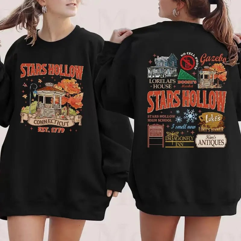 Two-sided Gilmore Girls Sweatshirt, Stars Hollow 1779 Sweatshirt, Luke's Diner Sweatshirt, Rory Lorelai Gilmore, Tv Show...