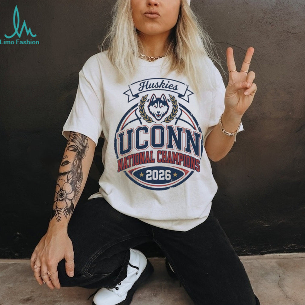 UConn Huskies 2026 National Champions Vintage Circle White T Shirt