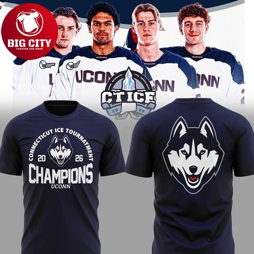 UConn Huskies Connecticut Ice Tournament Champions 2026 Two Sided Shirt