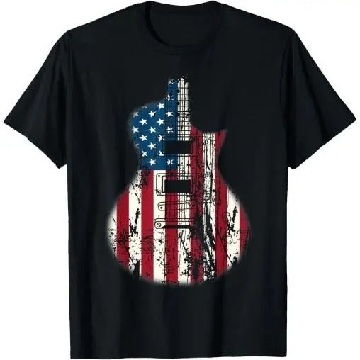 US American Flag Guitar Musician Distressed Guitars Vintage T-Shirt Made in USA Hoodie, Sweatshirt | UrbanDripWear.com