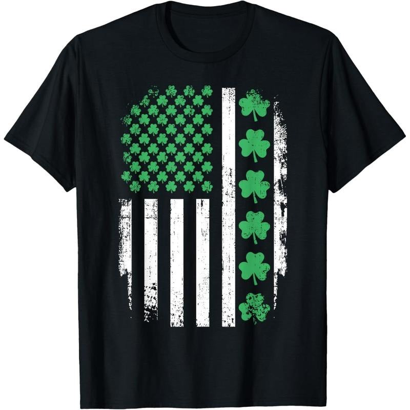 US American flag with shamrocks for St Patricks day T-Shirt Hoodie, Sweatshirt | UrbanDripWear.com