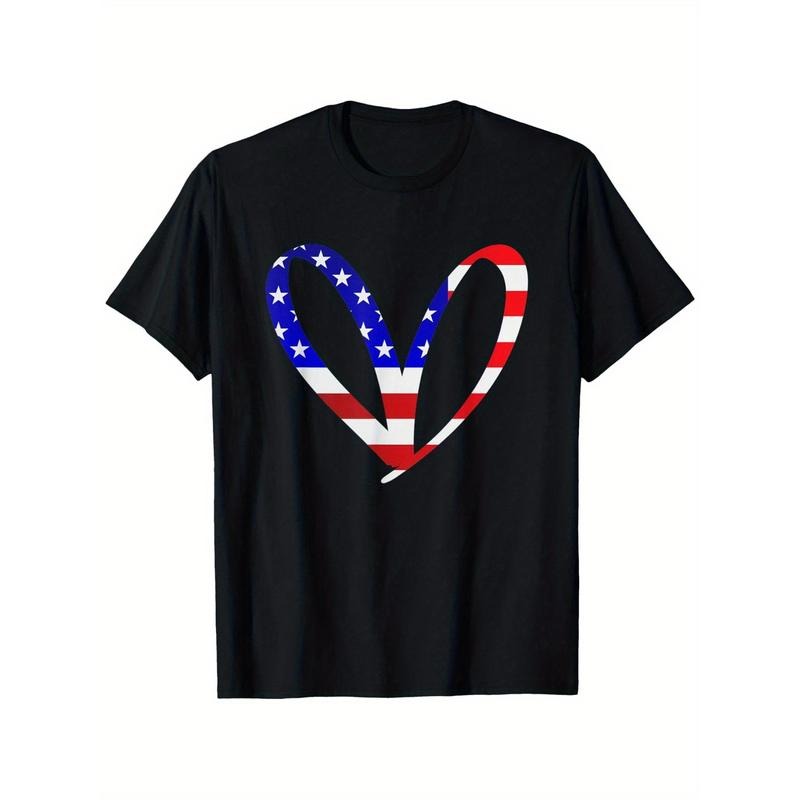 USA Flag American Patriotic Heart Armed Forces Memorial Day T-Shirt Armed Forces Day T-shirt 100% Pure Cotton Gift For...