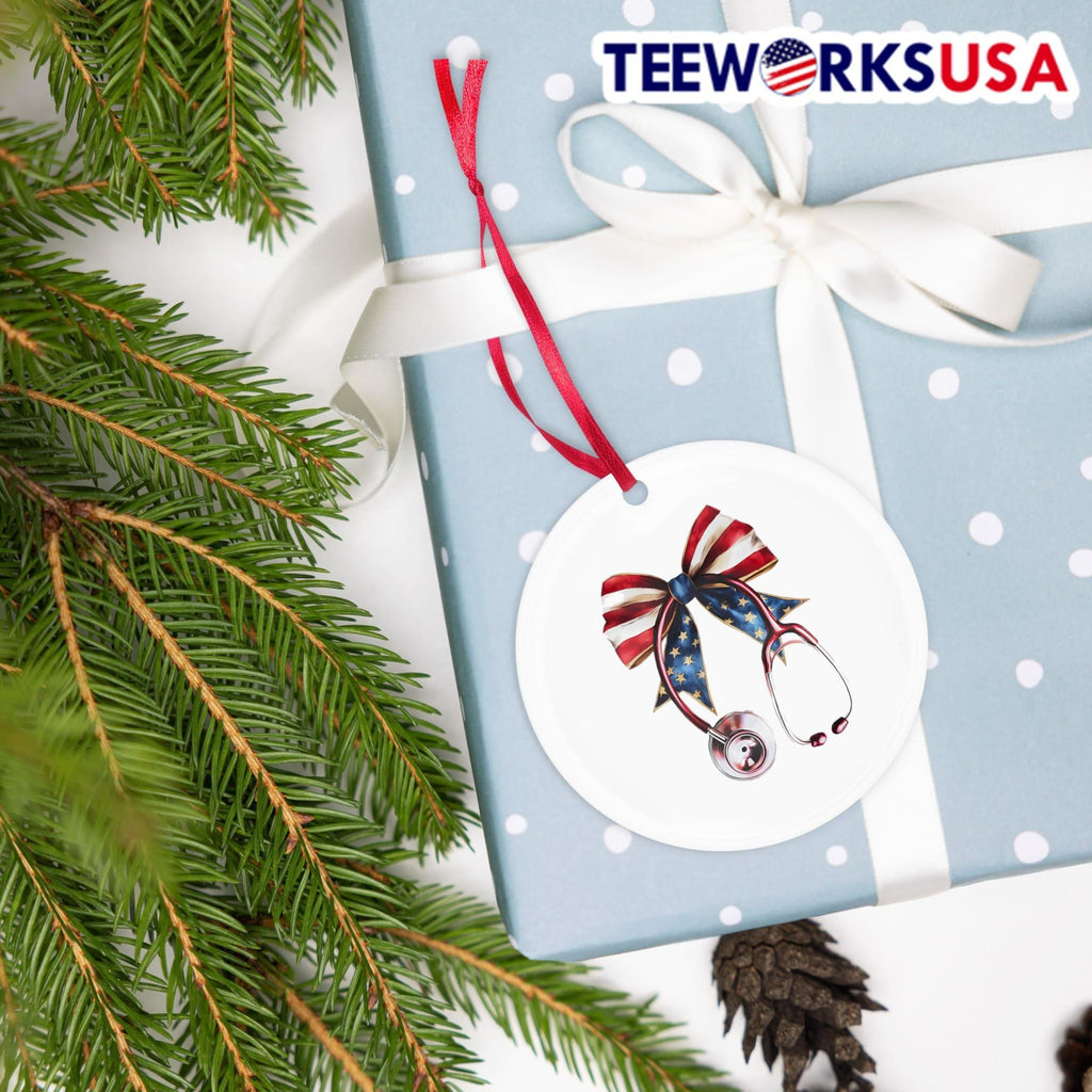 USA Flag Bow And Stethoscope Shirt