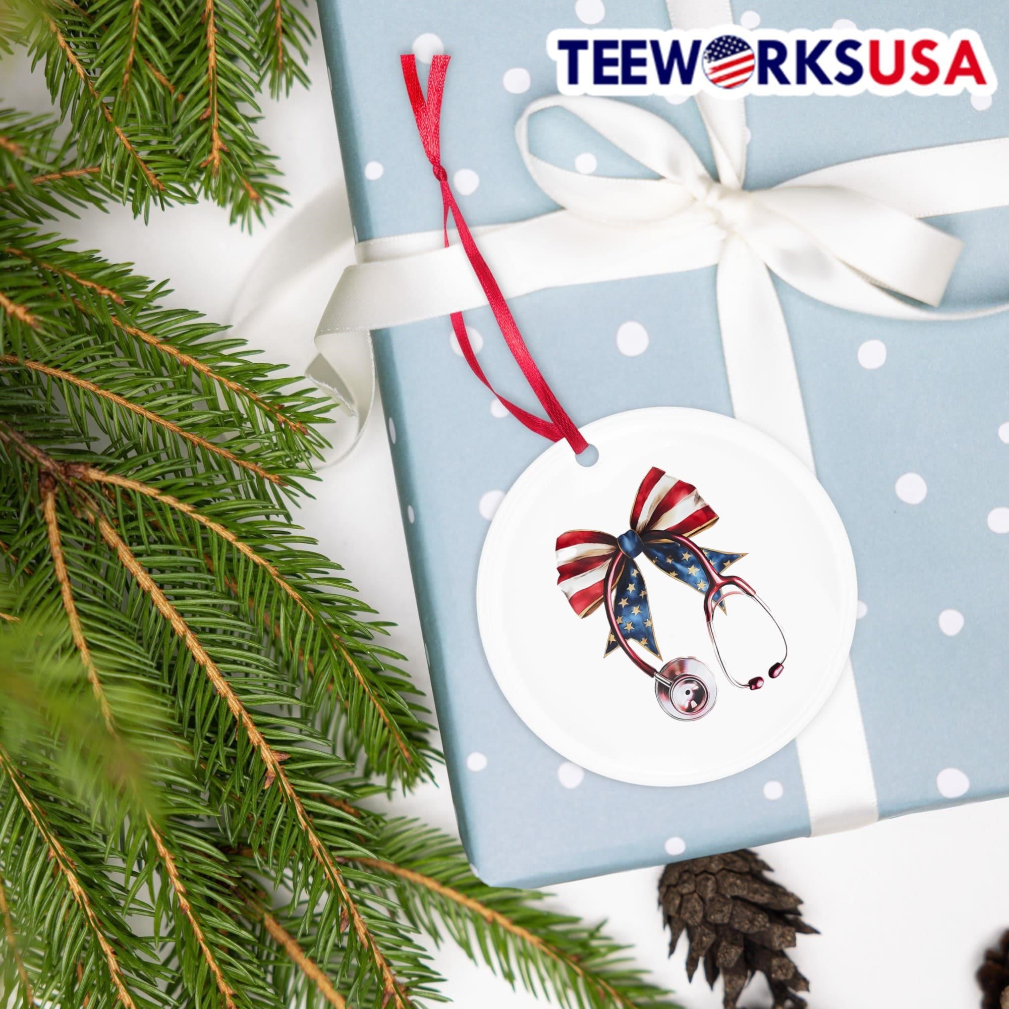 USA Flag Bow And Stethoscope Shirt