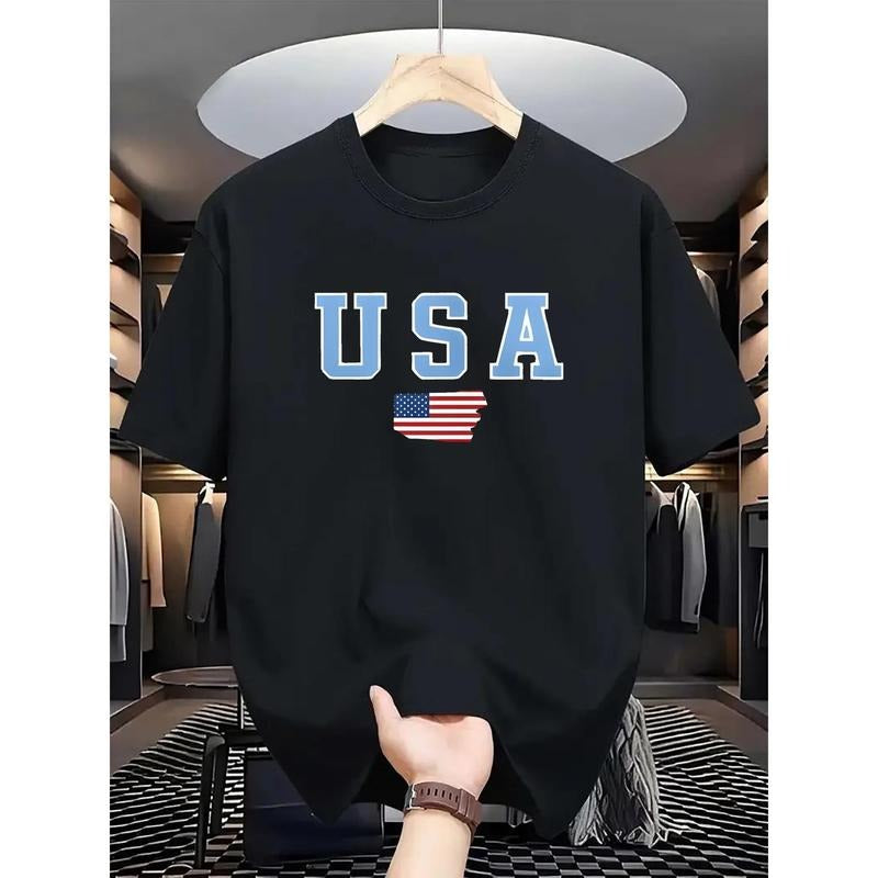 USA Flag Graphic T-Shirt - Breathable & Quick-Dry Polyester, Casual Round Neck Tee for Men and Women, Patriotic Summer...