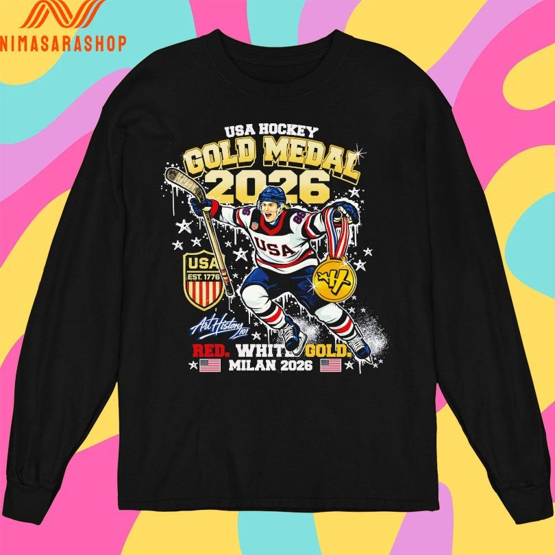USA Gold Medal 2026 Red White Gold Milan 2026 Hockey American Shirts