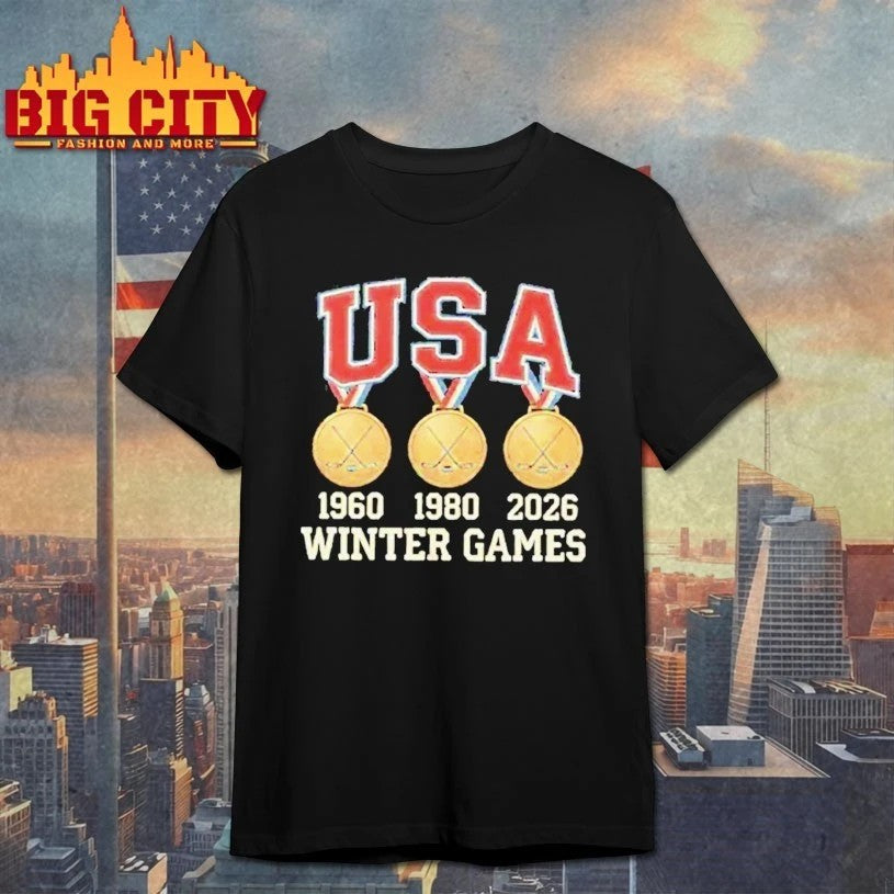 USA Hockey Miracle On Ice 1980 1960 2026 Gold Medals winter games T-shirt