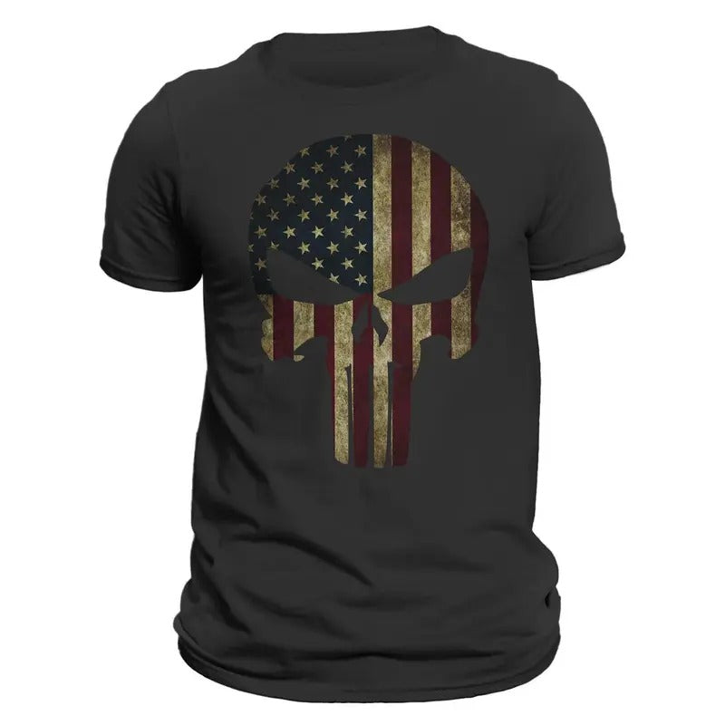 USA Patriotic American Flag Skull Tactical Men's T-Shirt Hoodie, Sweatshirt | UrbanDripWear.com