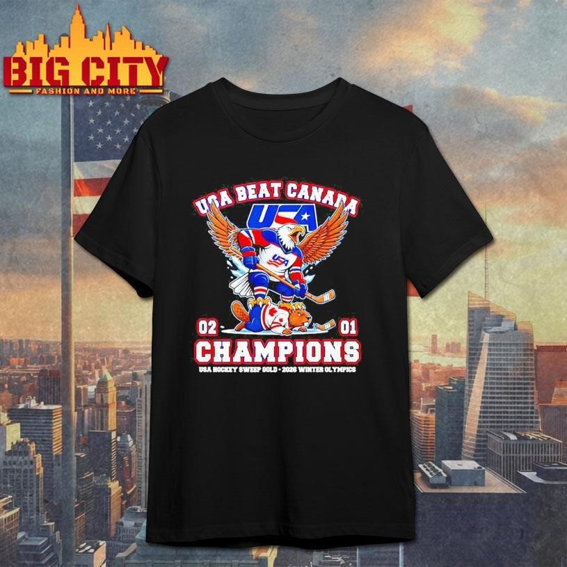 USA beat Canada 2-1 Champions USA Hockey Sweep Gold 2026 Winter Olympics Shirt