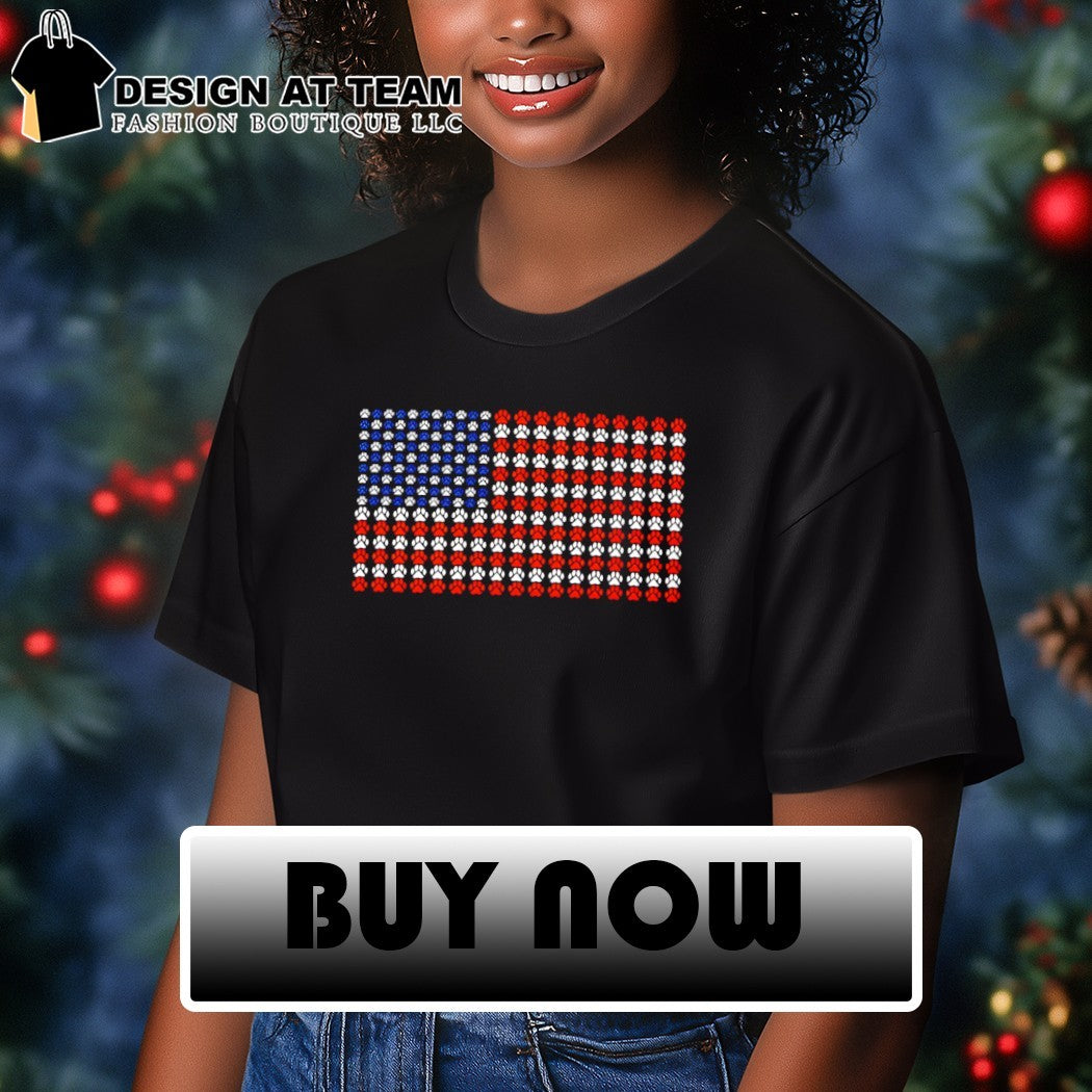 USA flag Dog paw America 4th of July shirt
