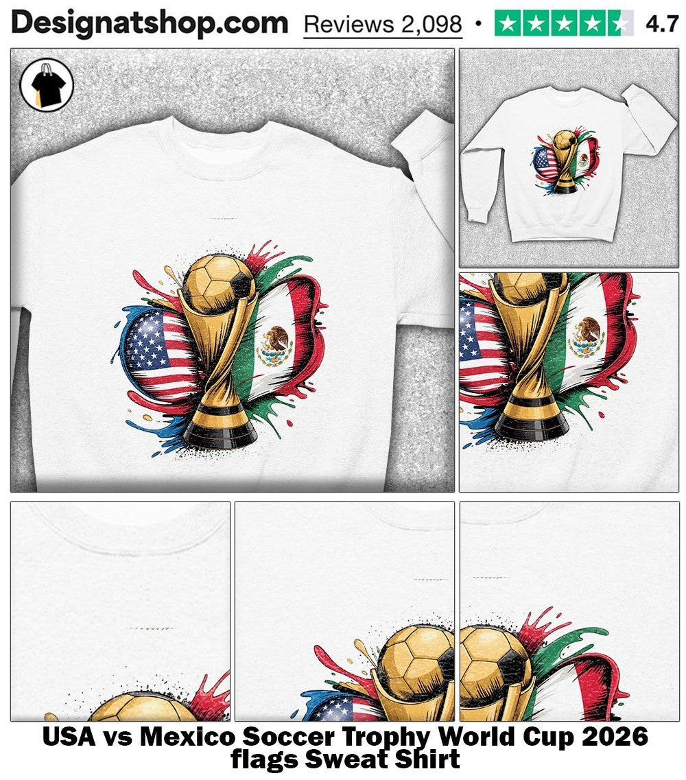 USA vs Mexico Soccer Trophy World Cup 2026 flags shirt