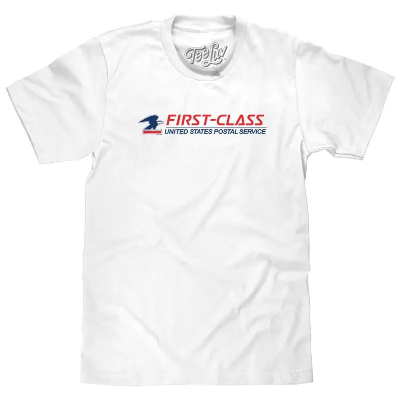 USPS First-Class Mail Logo T-Shirt - White Hoodie, Sweatshirt | UrbanDripWear.com