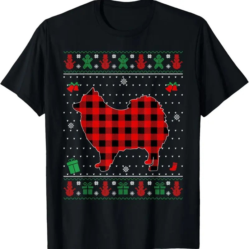 Ugly Christmas Red Plaid Pomeranian Dog Lover Matching Pj T-Shirt Hoodie, Sweatshirt | UrbanDripWear.com