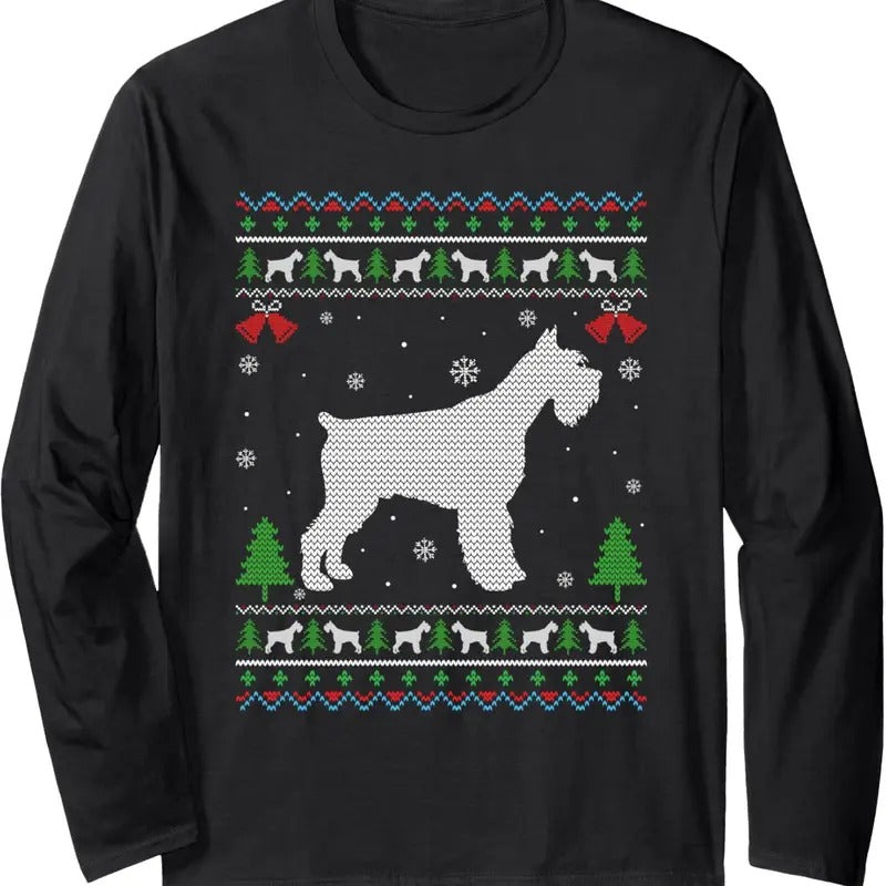 Ugly Xmas Design Schnauzer Dog Ugly Christmas Sweater Funny Long Sleeve T-Shirt Hoodie, Sweatshirt | UrbanDripWear.com