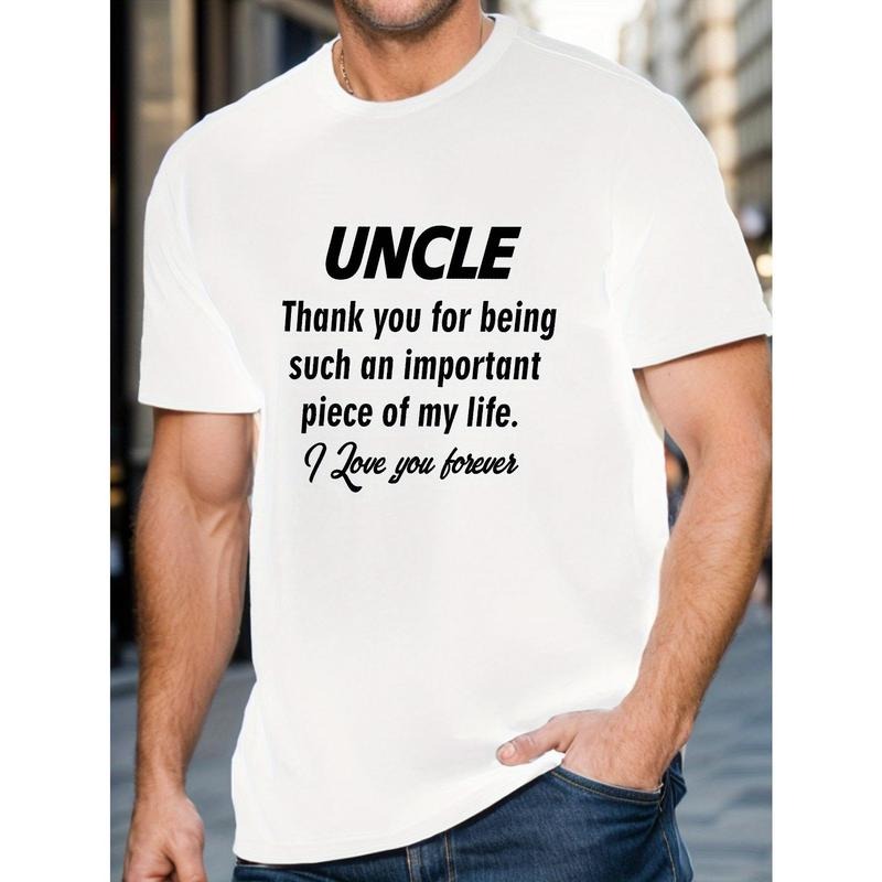 Uncle Appreciation" Men's Casual T-Shirt - Breathable Cotton, Crew Neck, Short Sleeve with Geometric Design