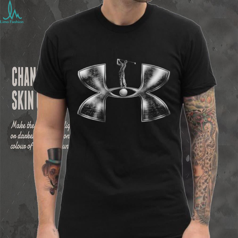 Under Armour Golf Logo Silver Metallic Graphic Sport T Shirt