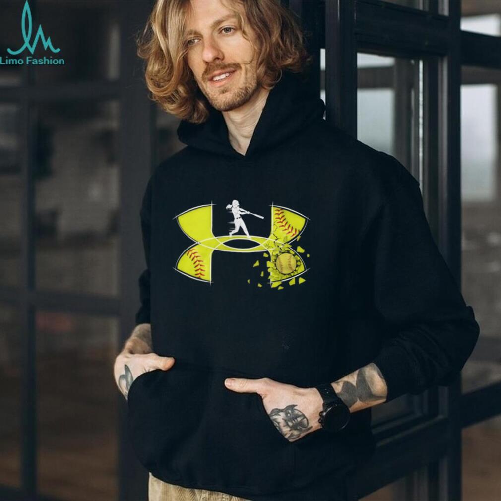 Under Armour Style Softball Batter Shattered Ball Yellow Graphic T Shirt