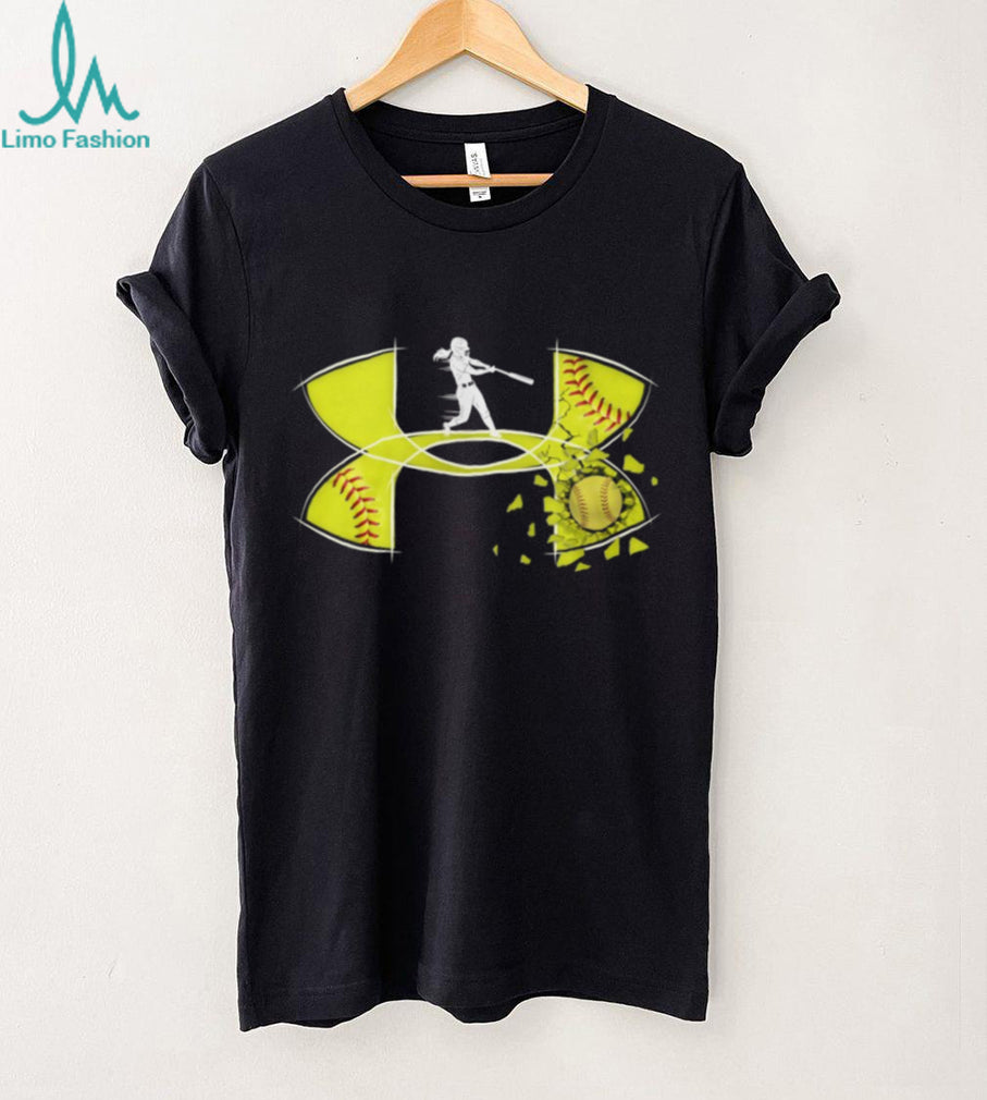 Under Armour Style Softball Batter Shattered Ball Yellow Graphic T Shirt