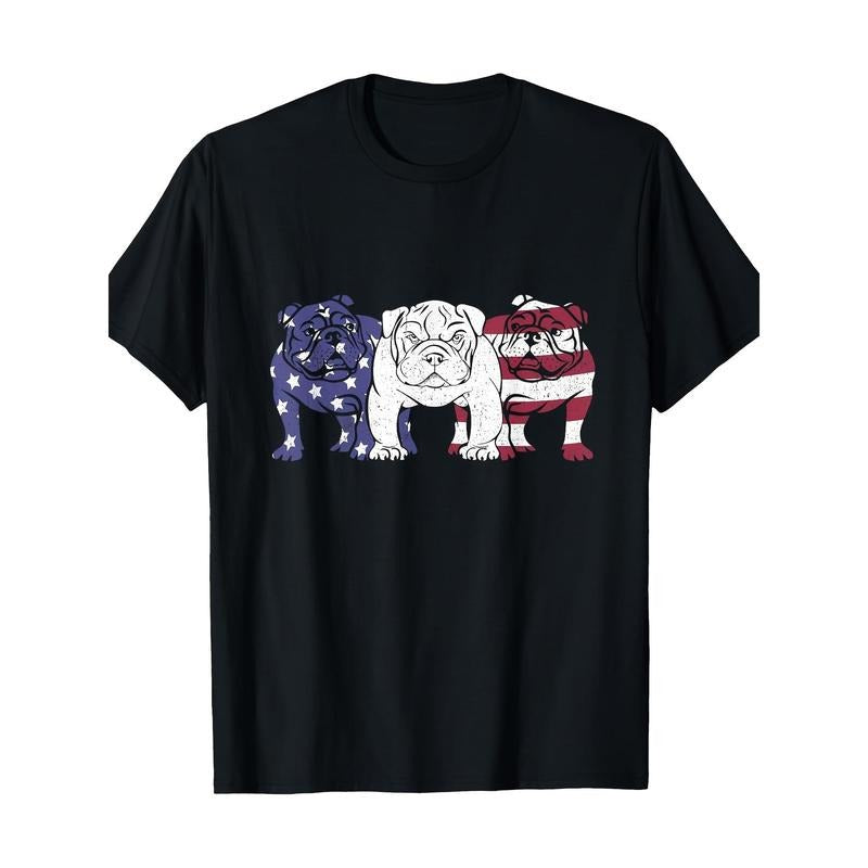 Unique English Bulldog Dog American Flag Retro Puppy Lover T-Shirt Made in USA Hoodie, Sweatshirt | UrbanDripWear.com
