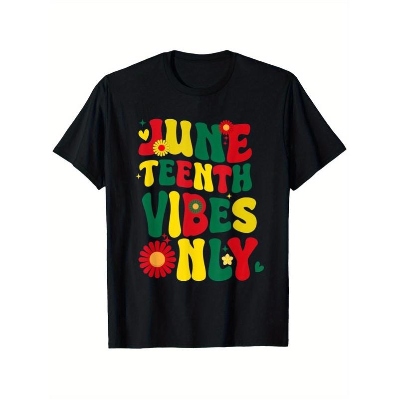 Unisex 1865 Juneteenth Graphic T-Shirt - Vibrant African American Heritage Design with Colorful Flowers & Stars - 100%...