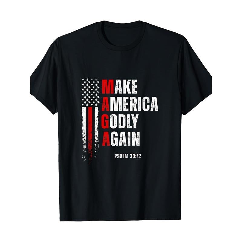 Unisex 220g Jesus Make America Godly Again American Patriot Christian T-Shirt made in usa Hoodie, Sweatshirt