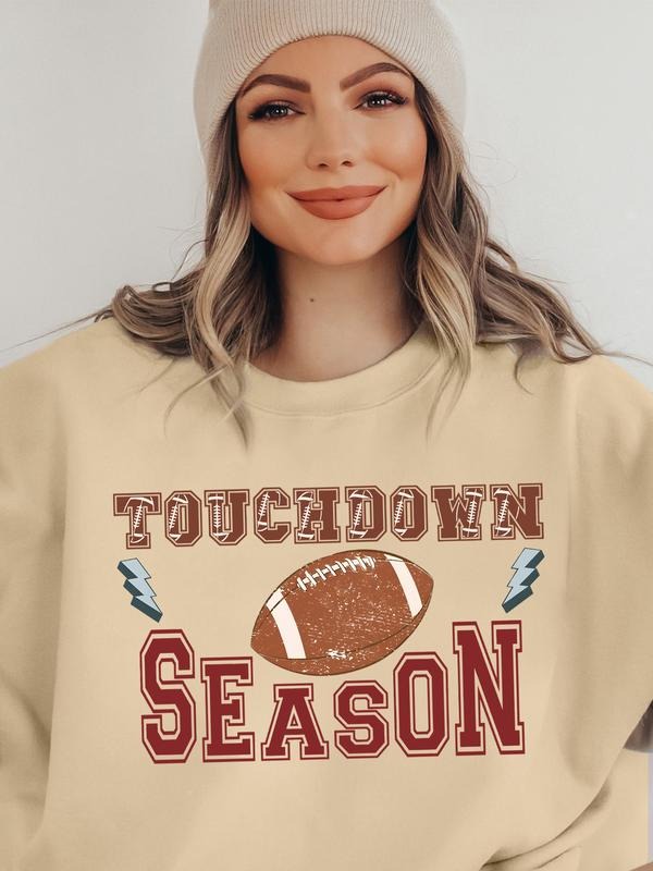 Unisex American Football Print Pullover Sweatshirt, Vintage Street Style, Loose Fit, Comfortable Outdoor Wear for Fall &...