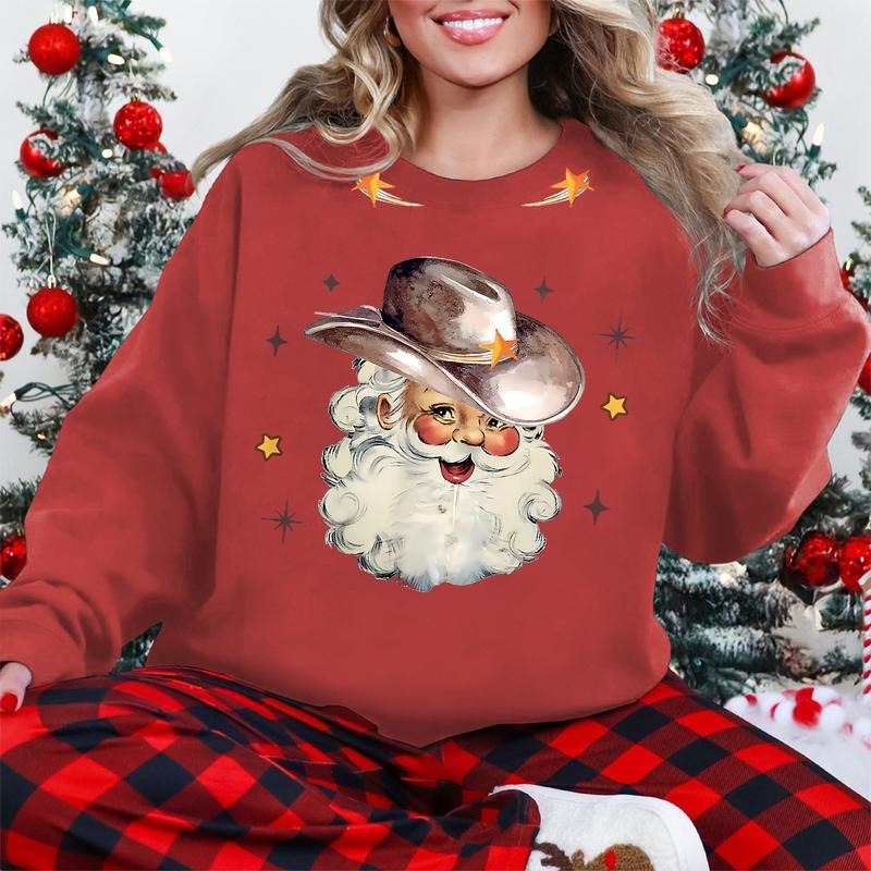 Unisex Christmas Western Santa Cowboy 50% cotton 50% polyester Crewneck Sweatshirt,Christmas Gift, Cowboy Outfit...